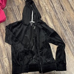 Calvin Klein Black Velour Zip-Up Hoodie